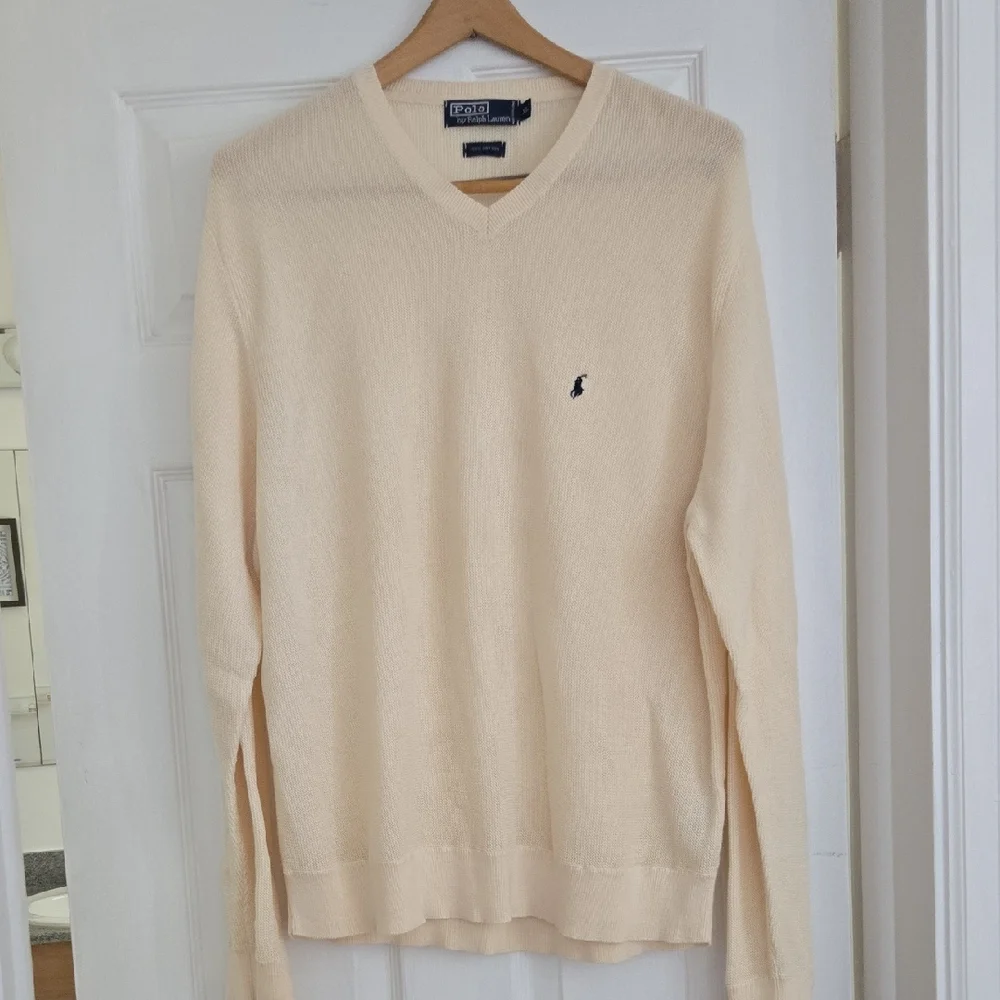 Polo by Ralph Lauren Men's V-Neck Sweater in Cream